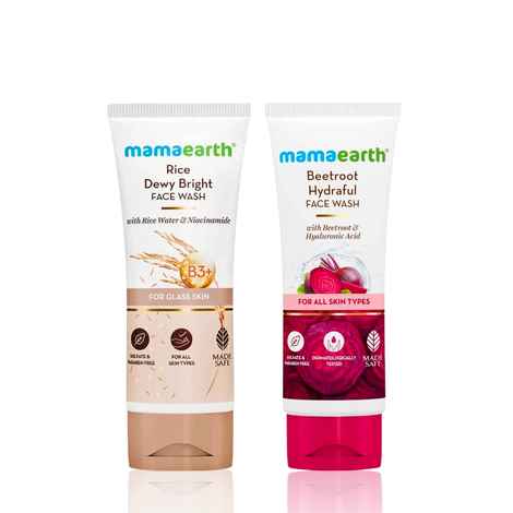 Buy Mamaearth Beetroot Gentle Face Wash With Beetroot & Hyaluronic Acid For Hydrated Pink Glow + Rice Face Wash With Rice Water & Niacinamide for Glass Skin Skincare kit, Combo of 2 - Purplle
