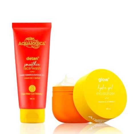 Buy Aqualogica Detan+ Smoothie Face Wash (100ml) + Glow+ Hydra Gel Moisturizer (100gm) Skincare kit Combo of 2 - Purplle