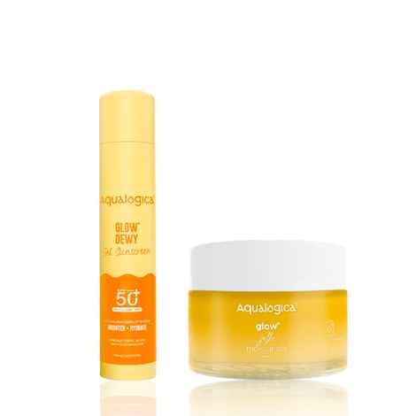 Buy Aqualogica Glow+ JellO Moisturizer (50 gm) + Glow+ Dewy Sunscreen SPF50+ (50 gm) Skincare kit Combo of 2 - Purplle
