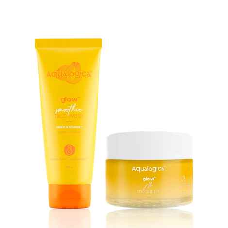 Buy Aqualogica Glow+ Smoothie Face Wash (100 ml) + Glow+ JellO Moisturizer (50 gm) Skincare kit Combo of 2 - Purplle
