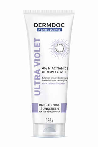Buy Dermdoc 4% Niacinamide Ultra Violet Brightening Sunscreen 125 gm - Purplle