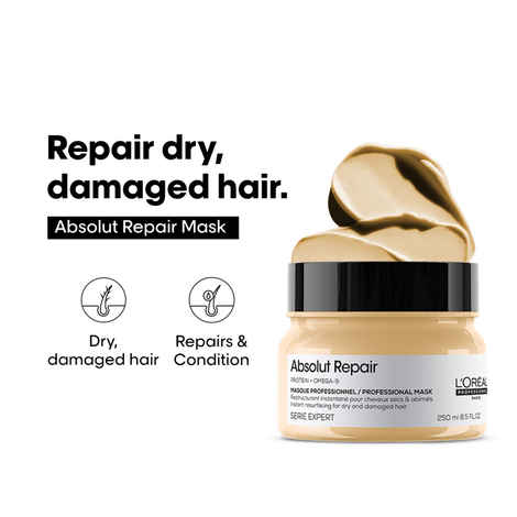 Buy L'Oreal Professionnel Absolut Repair Mask For Dry and Damaged Hair 250ml | With Wheat Protein - Purplle