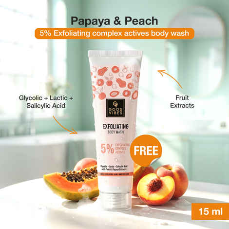 Buy Good Vibes Peach Papaya AHA BHA Exfoliating Body Wash - 15ml - Purplle