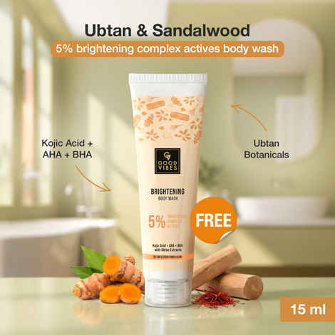 Buy Good Vibes Ubtan Kojic Acid Brightening Body Wash - 15ml - Purplle