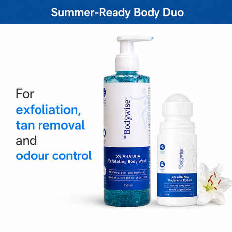 Buy Be Bodywise 5% AHA BHA Exfoliating Bodywash 250 ml + 4% Aha Bha Underarm Roll On (Flora Fragrance) Combo of 2 - Purplle