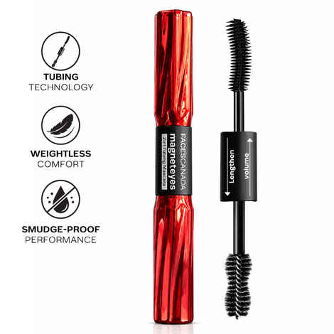 Buy FACES CANADA Magneteyes 2-in-1 Tubing Mascara - Black, 8 ml | Lash Extension Effect | Long Lasting Wear | Lengthening, Volumizing & Lifting | Water-Resistant & Flake-Free | Waterproof & Smudge-Proof | Defined Lashes | Easy Removal - Purplle