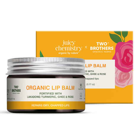 Buy Juicy Chemistry x Two Brothers Organic Farms Lakadong Turmeric, Ghee & Rose Organic Lip Balm, 5 gm | Nourishing Lip Care for Dry, Chapped & Pigmented Lips | Hydrating & Softening | Lightweight | Non-Greasy - Purplle