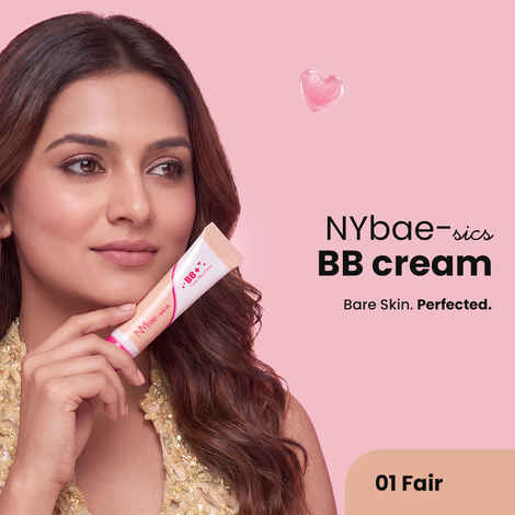 Buy NY Bae-sics BB Cream - Shade 01 Fair | Vitamin C, Niacinamide, Hyaluronic Acid & Vitamin E | Buildable Coverage | Demi-Matte Skin-Like Finish | Airy Texture | All Skin Types, 15 ml - Purplle