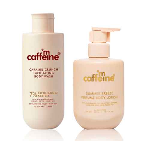 Buy mCaffeine 7% Exfoliating Body Wash (300 ml) + Summer Breeze Body Lotion (300 ml) - Combo of 2 - Purplle