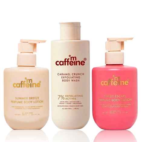Buy mCaffeine Summer Breeze Body Lotion (300 ml) + 7% Exfoliating Body Wash (300 ml) + Sweet Escape Body Lotion (300 ml) - Combo of 3 - Purplle