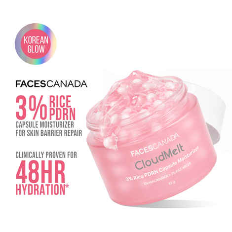 Buy FACES CANADA CloudMelt 3% Rice PDRN Capsule Moisturizer with 3% Niacinamide, 65 gm | 13D Hyaluronic Acid & Ceramides | Skin Barrier Care | Intense Hydration | Brightening & Plump Glass-Skin Glow - Purplle