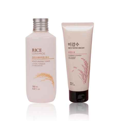 Buy The Face Shop Rice & Ceramide Moisturizing Toner, Face toner to moisturize & brighten skin 150 ml | The Face Shop Rice Water Bright Cleansing Foam (150 ml) Combo of 2 - Purplle