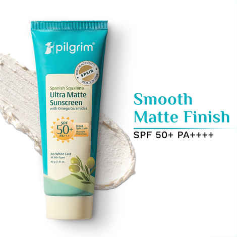Buy Pilgrim Spanish Squalane Ultra Matte Spf 50 Pa+++ Non-greasy, Bluelight Protection Cast Sunscreen - 40 gm - Purplle