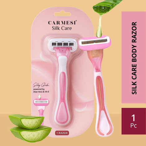 Buy Carmesi Silk Care Body Razor for Women - Pack of 1 | Smooth & Painless Hair Removal For Arms, Legs, & Underarms | Aloe Vera and Vitamin E Lubrication Strip | Soft & Silky Skin | Flexible Head - Purplle