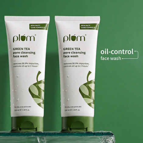 Buy Plum Green Tea Pore Cleansing Face Wash Duo | Acne Control Face Wash | Fights Acne & Excess Oil | Clears Pores | Gentle & Soap-Free | Pack of 2 - Purplle