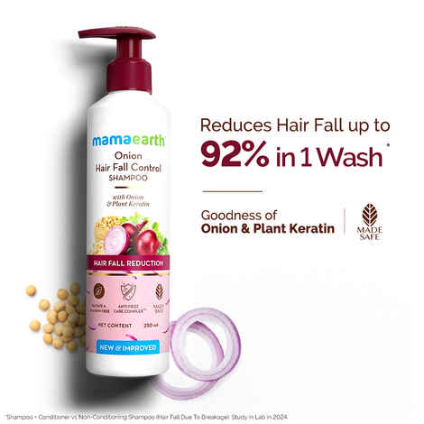 Mamaearth Onion Shampoo with Onion & Plant Keratin for Hair Fall Control - 250 ml