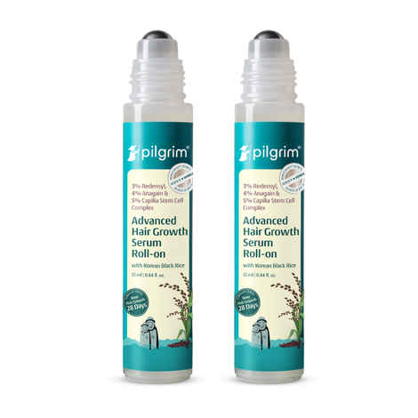 Buy Pilgrim Advanced Hair Growth Serum Roll-On with Korean Black Rice Pack of 2 - Purplle