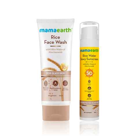 Buy Mamaearth Rice Water Duo 3: Rice Face Wash (100 ml) + Rice Water Dewy Sunscreen (50 gm) - Purplle