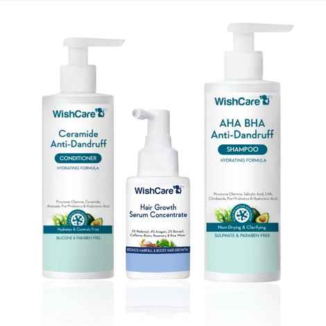 Buy WishCare Hair Growth Serum Concentrate + Multi Peptide Anti Dandruff Shampoo & Conditioner Duo - Combo of 3 - Purplle