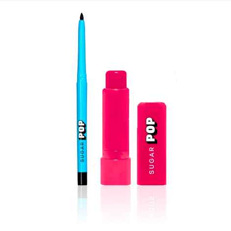 Buy SUGAR POP Glow & Go Duo - SUGAR POP Nourishing Lip Balm 06 Strawberry - 4.5 gm , SUGAR POP Longwear Kajal Black 1 pc Combo of 2 - Purplle