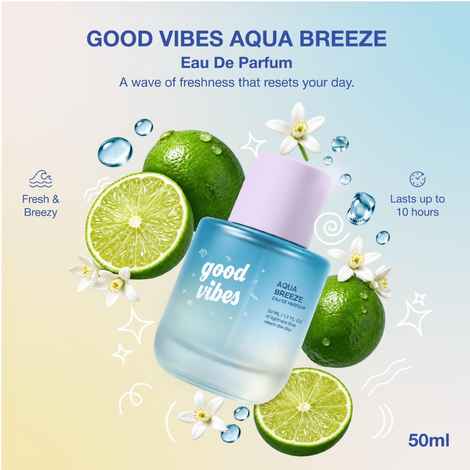 Buy Good Vibes Aqua Breeze Perfume | With The Freshness of Lime & Sea Breeze Notes | Fresh Aquatic Perfume | Light, Clean & Breezy Scent | Long-Lasting up to 10 Hours | Everyday Refreshing Perfume for Men & Women | 50 ml - Purplle