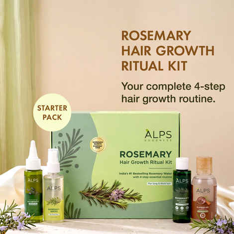 Buy Alps Goodness Rosemary Hair Growth Ritual Kit | Powered With the Goodness of Rosemary & Flaxseed | 4 Rosemary Essential In One Routine | Promotes Fuller & Stronger Looking Hairs | Helps Prevent Hairfall | 100% Natural | Pack of 4 - Purplle