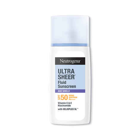 Buy Neutrogena UltraSheer Age Shield Fluid Face Sunscreen SPF50+ PA++++ Hyaluronic Acid, Niacinamide Oily Skin (40 ml) - Purplle