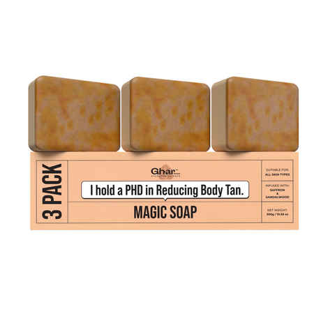 Buy Ghar Soaps Sandal Wood And Saffron Bath Soap Bar For Glowing Brightening And Refreshing Skin | Tan Removal (300 gm Pack Of 3) - Purplle