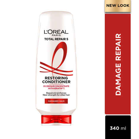 Buy L'Oreal Paris Total Repair 5 Conditioner For Damaged and Weak Hair Powered by Keratin XS Technology, 340 ml - Purplle
