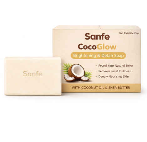 Buy Sanfe CocoGlow Brightening & Detan Soap | Coconut Oil & Shea Butter | Removes Tan – 75 gm - Purplle