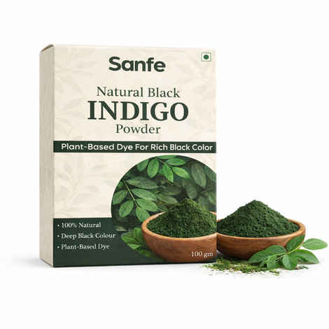 Buy Sanfe Natural Black Indigo Powder for Grey Hair Coverage | 100 gm - Purplle