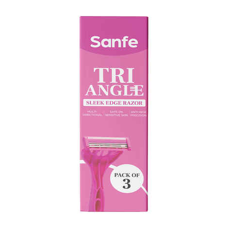 Buy Sanfe Tri Angle Sleek Edge Razor for Women | Pack of 3 | Triple Blade Body Hair Removal Razor | Pack of 3 | Anti-Nick Precision Razor for Sensitive Skin | Smooth, Close Shave for Arms, Legs & Body - Purplle