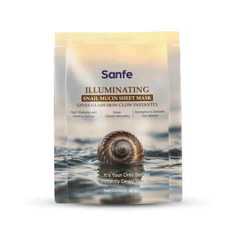 Buy Sanfe Illuminating Snail Mucin Sheet Mask for Glass Skin Glow | Pack of 1 | Deep Hydration & Skin Repair | Strengthens Skin Barrier | Korean Face Mask Sheet for Dull, Dry & Tired Skin | 25gm - Purplle