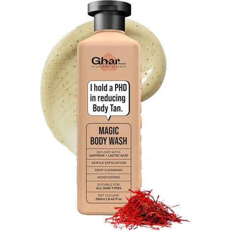 Buy Ghar Soaps Ghar Soaps Magic De-Tan body wash for tan removal | Exfoliating Body Wash with Saffron, Lactic Acid & Niacinamide | Detan body wash | Removes Tan & Evens Skin Tone | Paraben & SLS Free 250 ml - Purplle
