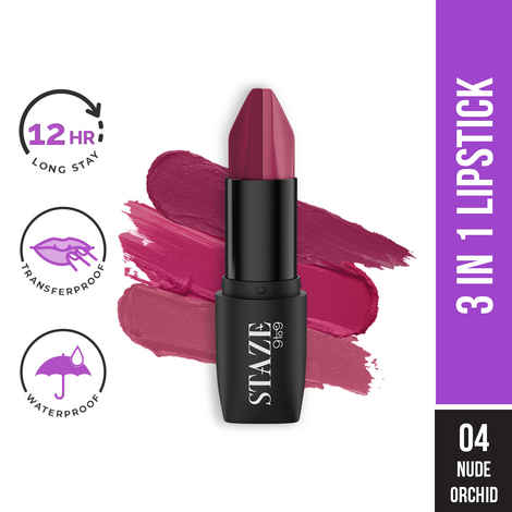 Buy Staze 9to9 Love Tri-Angle 3 in 1 Lipstick | 04 Nude Orchid | 3.8 gm - Purplle