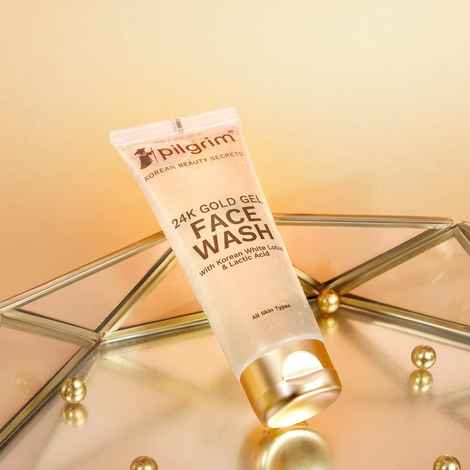 Buy Pilgrim 24k Gold Face wash with Korean White Lotus & Lactic Acid, 80 ml, helps Enhancing Natural Glow & Evens Skin Tone, for All Skin Types- Men & Women - Purplle