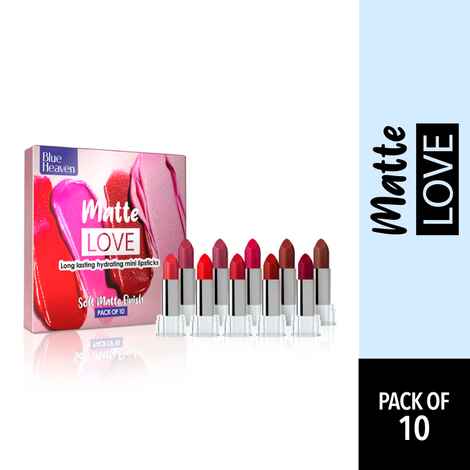 Buy Blue Heaven Matte Love Long Lasting Hydrating Mini Lipsticks- Pack of 10, 13 gm - Purplle