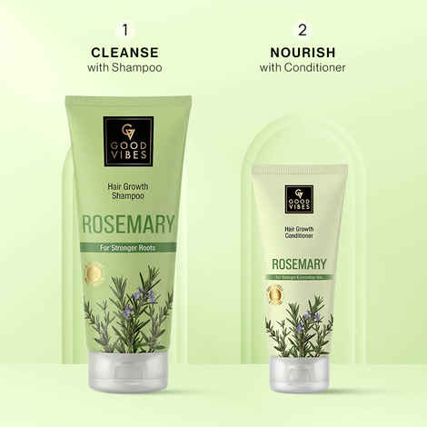 Buy Good Vibes Rosemary Hair Growth Combo (Rosemary Rice Protein & Multi Peptide Hair Growth Shampoo-200 ml + Rosemary Rice Protein & Multi Peptide Hair Growth-100 ml) Conditioner Combo of 2 - Purplle