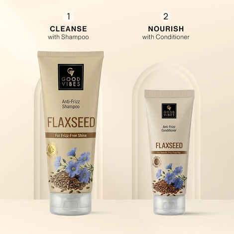 Buy Good Vibes Flaxseed Anti Frizz Combo (Flaxseed Keratin & Glycolic Acid Anti-Frizz Shampoo-200 ml + Flaxseed Keratin & Glycolic Acid Anti-Frizz Conditioner-100 ml) Conditioner Combo of 2 - Purplle