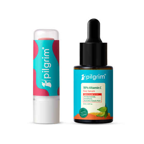 Buy Pilgrim Vitamin C Tinted Lip Balm and 10% Vitamin C Face Serum Duo Brighten Skin and Lip (Combo of 2) - Purplle