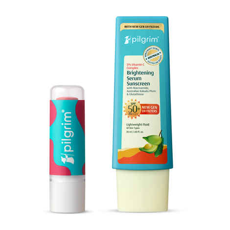 Buy Pilgrim Vitamin C SPF 50+ PA++++ Tinted Lip Balm and Sunscreen Daily Glow Essentials Combo of 2 - Purplle