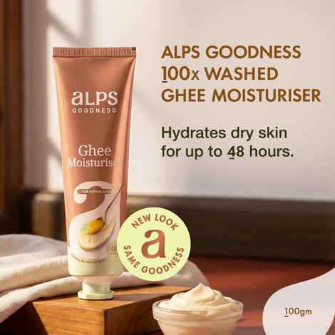 Buy Alps Goodness Ghee Moisturiser For Dry, Dull & Dehydrated Skin | Made with 100times Washed Ghee | Hydrates skin | Barrier repair | Moisturises Skin | Day & Night cream | 100 gm - Purplle