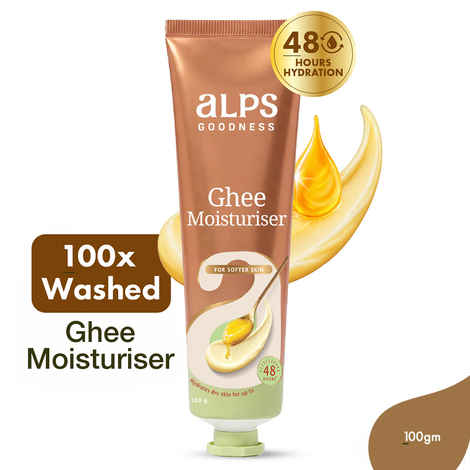 Alps Goodness Ghee Moisturiser For Dry, Dull & Dehydrated Skin | Made with 100times Washed Ghee | Hydrates skin | Barrier repair | Moisturises Skin | Day & Night cream | 100 gm