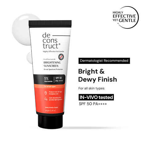 Buy Deconstruct Fluid Brightening Sunscreen SPF 50 PA++++ |Sunscreen with Niacinamide| Brightens Skin 50 gm - Purplle