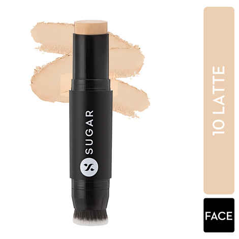 Buy Sugar - Ace Of Face - Matte Foundation Stick - 10 Latte (Light Foundation with Warm Undertone) - Waterproof, Full Coverage Foundation for Women with Inbuilt Brush - 12 gm - Purplle