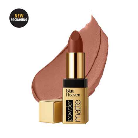 Buy Blue Heaven Powder Matte Lipstick for Women | Highly Pigmented | Light Weight | Creamy & Comfortable Buttery Texture | Luxe Matte Finish | Toffe Brown | 3.5 gm - Purplle