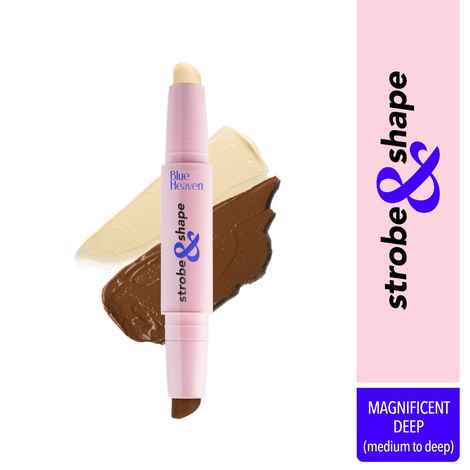 Buy Blue Heaven Strobe & Shape Highlighter And Contour Duo Stick, Magnificent Deep (Medium To Dusky) - 3.5 gm - Purplle