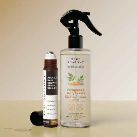 Buy Bare Anatomy Hair Growth Essentials Combo | Fenugreek Hair Spray 200 ml + Growth Serum Roll-On 25 ml Combo of 2 - Purplle
