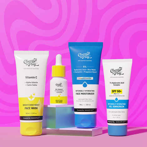 Buy Chemist at Play Complete Hydration & Glow Combo | Vitamin C Face Wash 100 ml + Face Serum 10 ml + Hydrating Moisturizer 100 g + Hydrating Gel Sunscreen 45 gm | Combo of 4 - Purplle