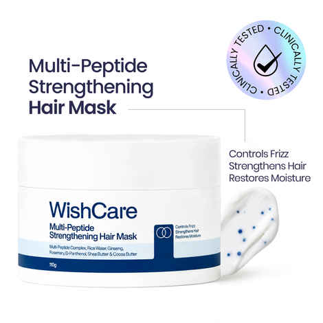 Buy WishCare Multi-Peptide Strengthening Hair Mask with Multi-Peptide Complex, Rice Water, Ginseng, Rosemary| Deep Repair, Anti-Hairfall, Frizz Control & Moisture Restore for Weak, Damaged Hair 110 gm - Purplle
